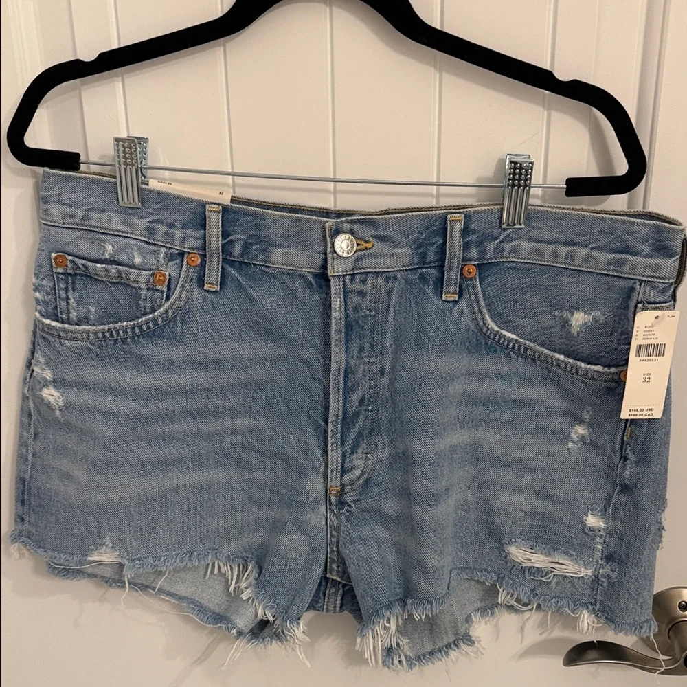 NWT Agolde Anthropologie Light Blue Distressed Jean Shorts - Picture 1 of 3